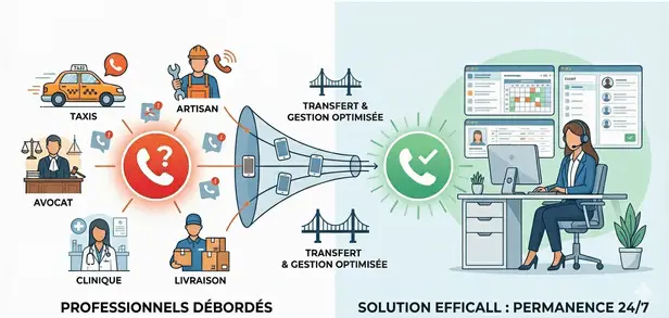 Infographie de l'externalisation en entreprise avec Efficall