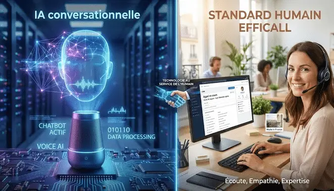 IA conversationnelle vs standard externalisé humain quelmodèle de valeur pour Efficall