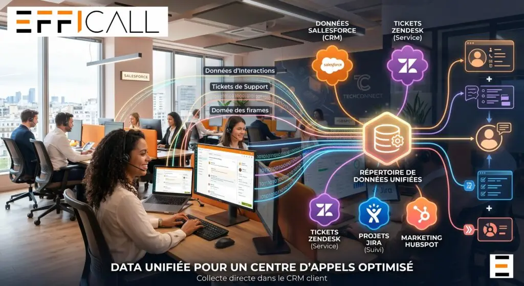 L'intégration par API de EFFICALL permet d'unifier vos données CRM